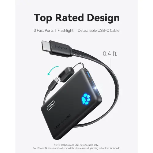 Power Bank INIU 10000mAh 45W USB-C con Cable Desmontable para iPhone, Samsung, iPad y Viajes's photo #2